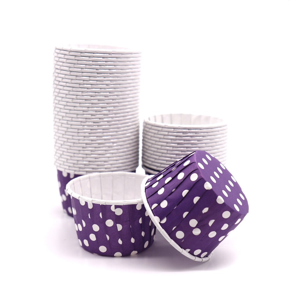 50Pcs Muffin Cake Cupcake Gevallen Kleur Dot Oilproof Cupcake Liner Bakken Cup Lade Case Wedding Party Caissettes Wrapper Papier: F