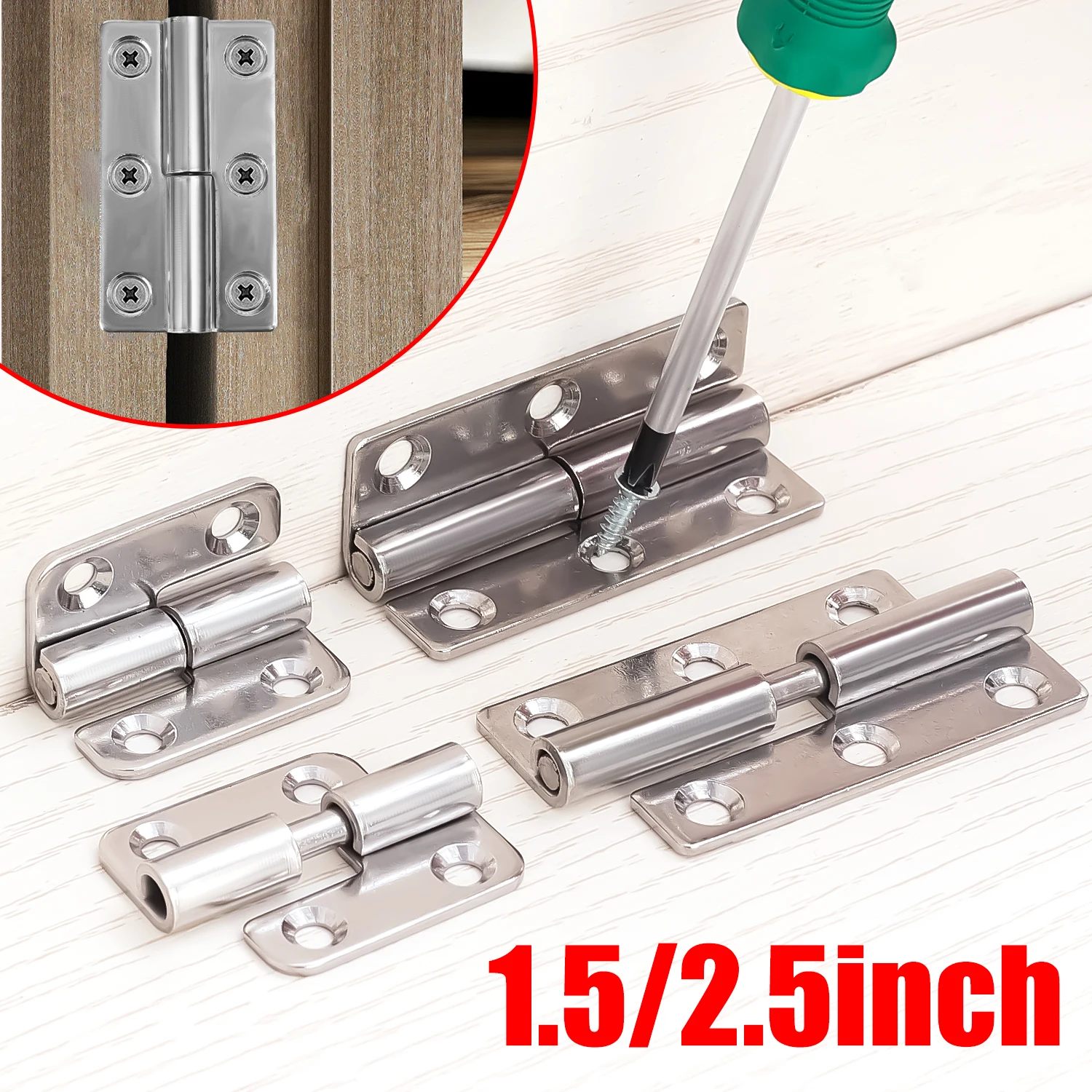 Bisagra extraíble de acero inoxidable, bisagras desmontables de batiente de alta resistencia, bandera de elevación de junta deslizante, herrajes para muebles de puerta, 1/5 Uds.