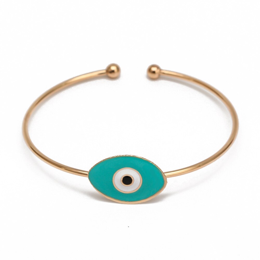 Lucky Eye wielokolorowy turecki Evil Eye bransoletka złoty kolor otwarta bransoletka Bangle regulowany dla kobiet biżuteria dziewczęca BE115: 22