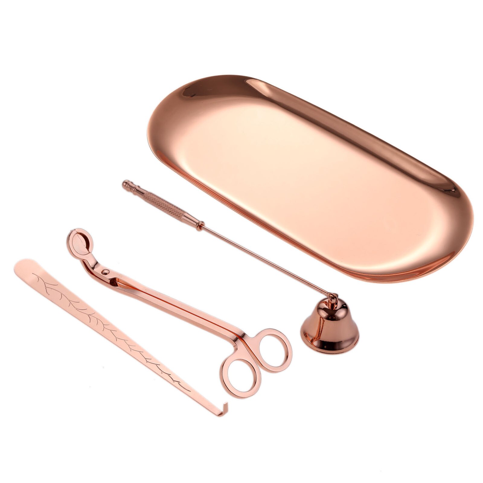 4pcs Candle Care Kit Candle Wick Trimmer Candle Wick Dipper Candle Snuffer Storage Tray Candle Scissor Home Decoration: c