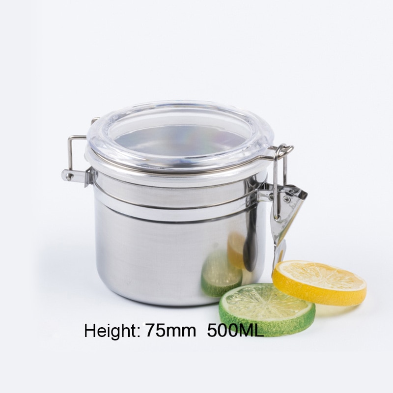 Recipiente hermético de acero inoxidable, sellado, para café en lata, harina, azúcar, té, soporte H99F