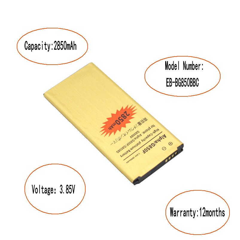 Iskyams 1X2850Mah EB-BG850BBC EB-BG850BBE Goud Batterij Voor Samsung Galaxy Alpha G850 G8508 G8508S G8509v G850F G850T