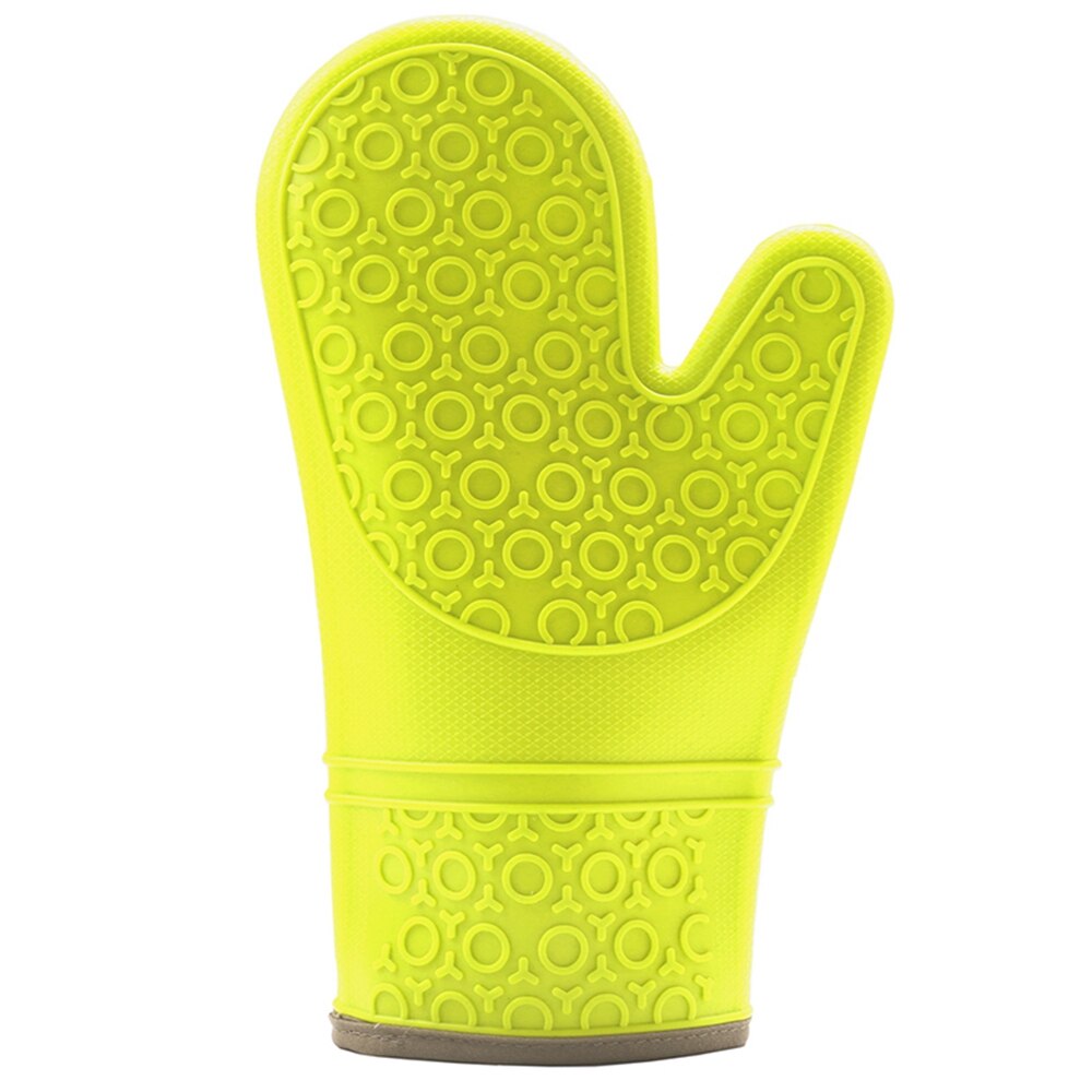 Silicone Anti-slip Heat Resistant Oven Mitten Kitchen Baking Glove: green