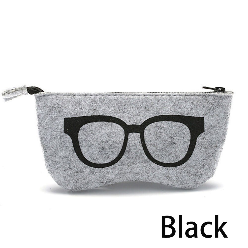 1pc unisex filt briller taske solbriller taske boks portatives blød lynlås soleil lunettes de soleil beskytter solbriller pose: Sort