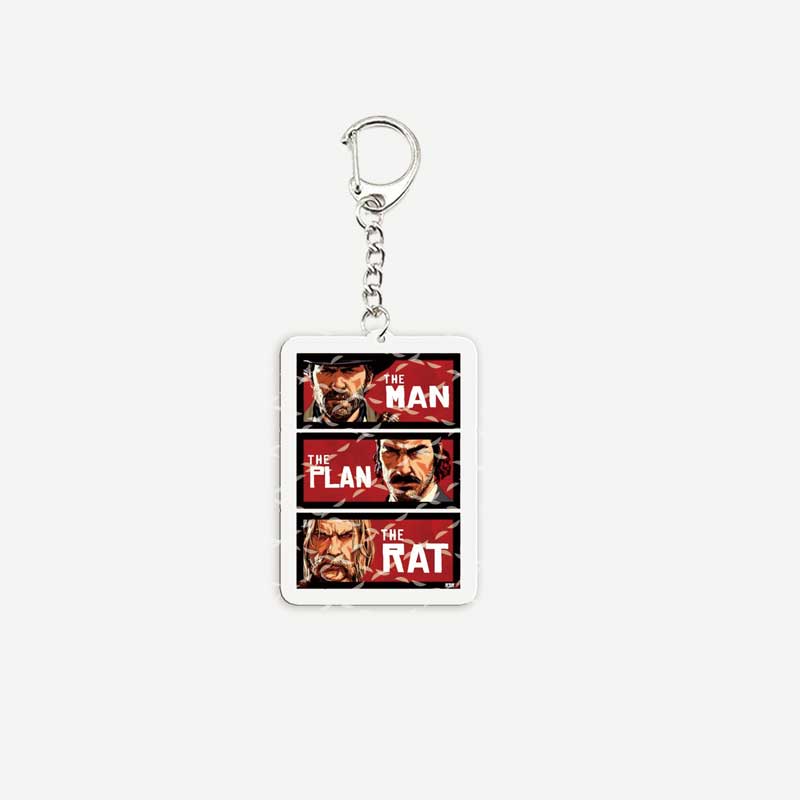 Red Dead Redemption 2 Keychain for Accessories Bag Acrylic RDR2 Arthur Morgan KeyRing Pendant Chains Accessories Fans: Red