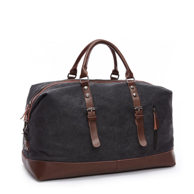 Bolso de viaje de cuero de lona para hombre, Maleta de viaje, grande, para fin de semana, triangulación de envíos: Gris oscuro