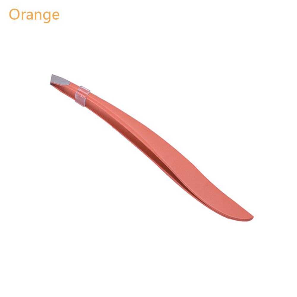 Herramienta de maquillaje de belleza de acero inoxidable, extractor de pelo inclinado, pinzas para pestañas cejas, novedad: orange
