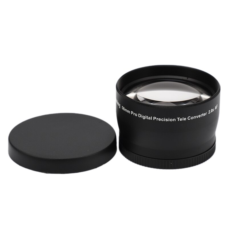 NEWYI 58mm 2.0X téléobjectif pour appareil photo numérique DSLR pour appareil photo et caméscope à fils avant