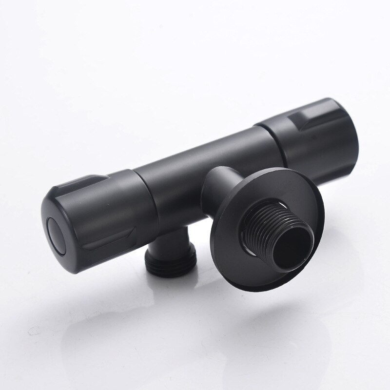 G1/2 Brass Black Multi-function Angle Valve Double Switch Dual Control Water Valve One Into Two Out Of The Diverter Valve Faucet
