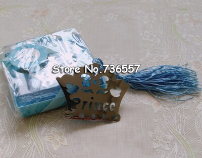 50 Uds. Marcapáginas de plata para notas musicales de cumpleaños de boda bebé baño bautismo cumpleaños favorito para los invitados recuerdo: blue crown