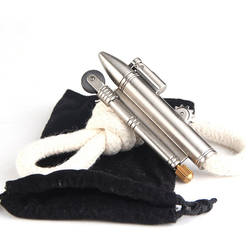 Briquet à flamme métallique rétro , vieux Kerosene avec corde en coton, nouveauté Gadget militaire: 2