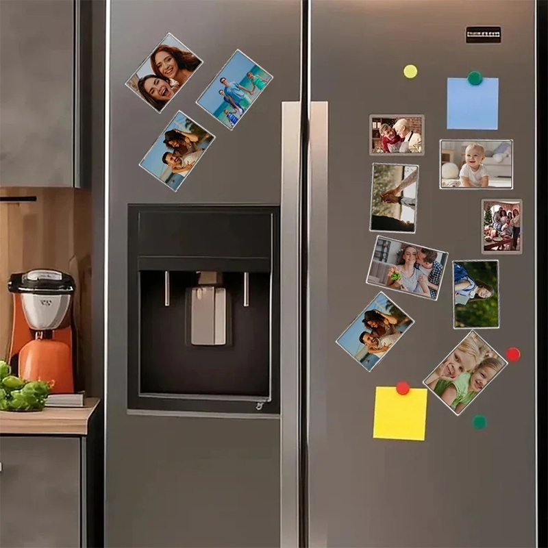 Marco de fotos magnético acrílico DIY, marco de exhibición de fotos magnético transparente para nevera, decoración organizadora de imágenes familiares, 5 uds.