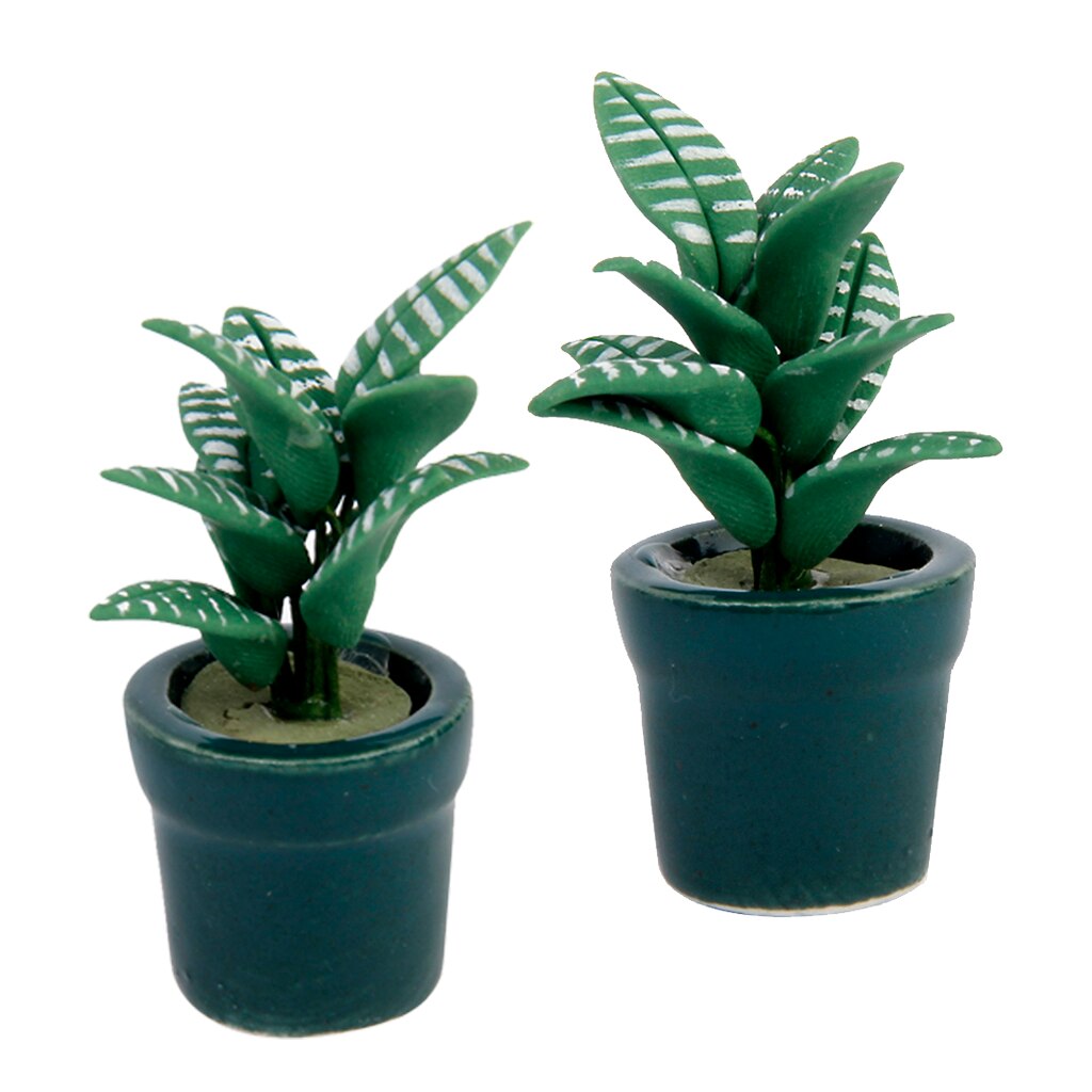 2 Pieces 1:12 Dollhouse Garden Yard Green Plants Set Mini Landscape Toy