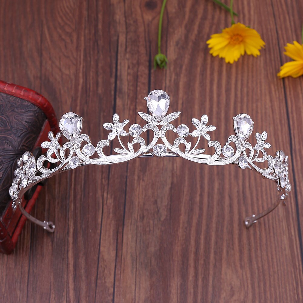 Guldfärgad kristall strass krona och tiara bröllop hårsmycken accessoarer för kvinnor brudtiaror huvudbonad flickor pannband