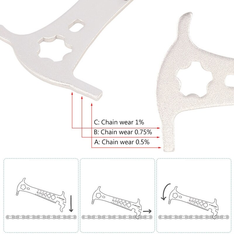 Bicycle Chain Checker Portable Chain Wear Indicator Bike Chain Gauge Tool Wear Gauge Calipers