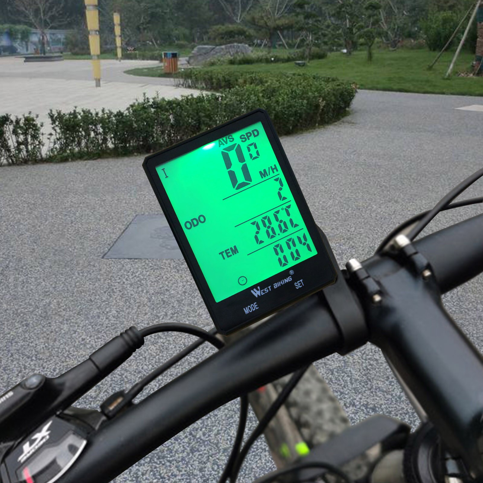 West cycling draadloze fietscomputer waterdichte grote scherm fietscomputer fiets snelheidsmeter kilometerteller led digitaal horloge snelheidsmeter