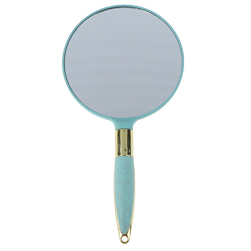 1pcs Plastic Vintage Hand Mirrors Makeup Vanity Mirror Rectangle &Round Hand Hold Cosmetic Mirror With Handle: round blue