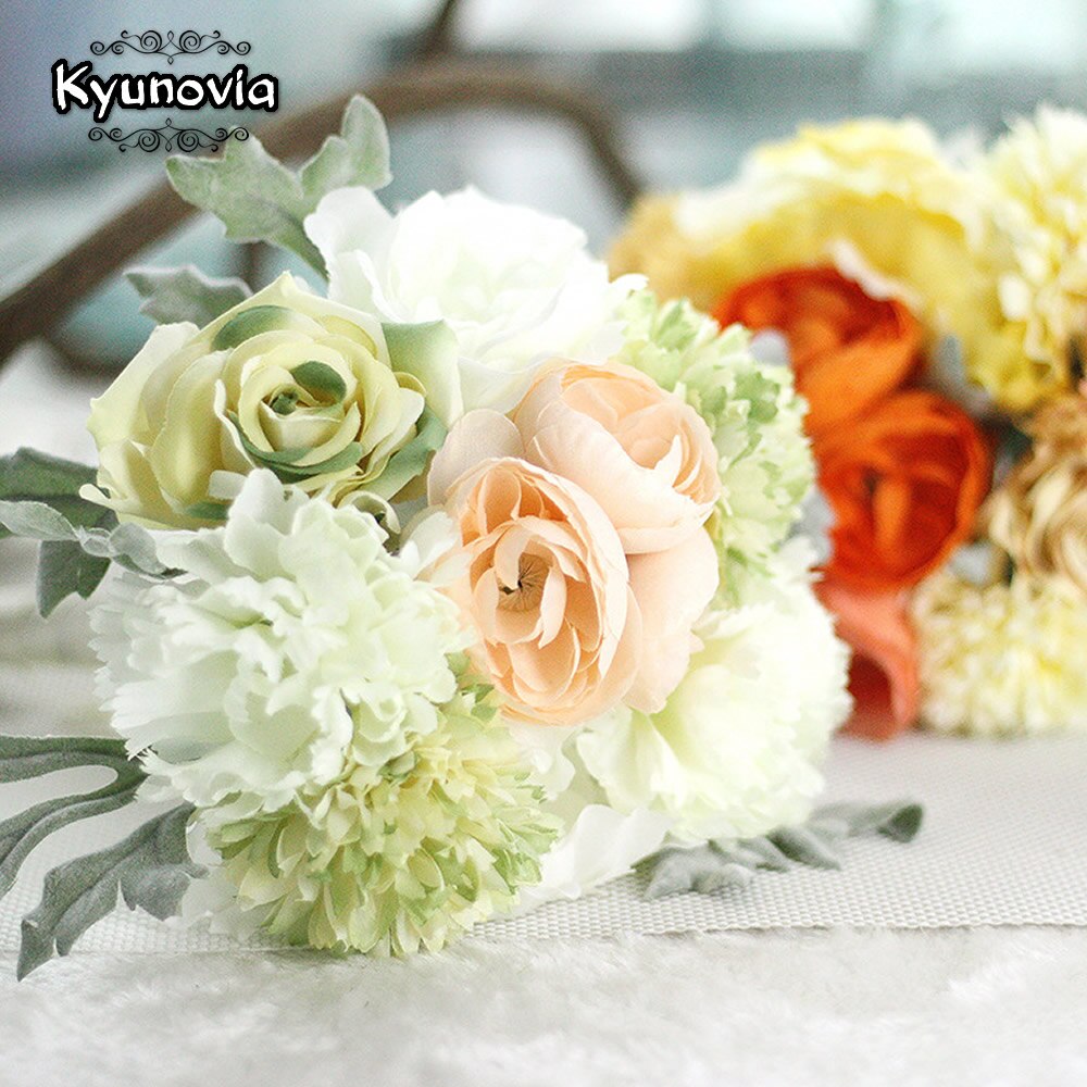 Kyunovia bröllopstillbehör siden vilda blommor bukett för bröllop enfärgad brudbukett bröllopsbukett  d45