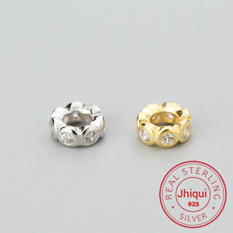7Mm 925 Sterling Zilver Zirkoon Spacer Kralen Losse Kralen Pak Voor Armband Ketting Diy Sieraden Fingding