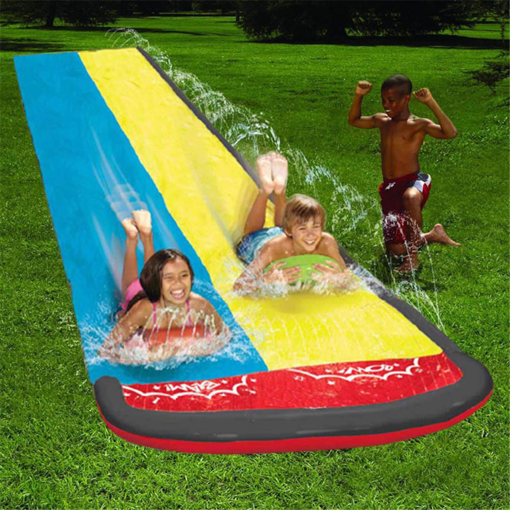 Double Surf PVC Water Games Toy Fun Lawn Grass Water Slides Pools for Kids Summer Backyard Outdoor Water Toys