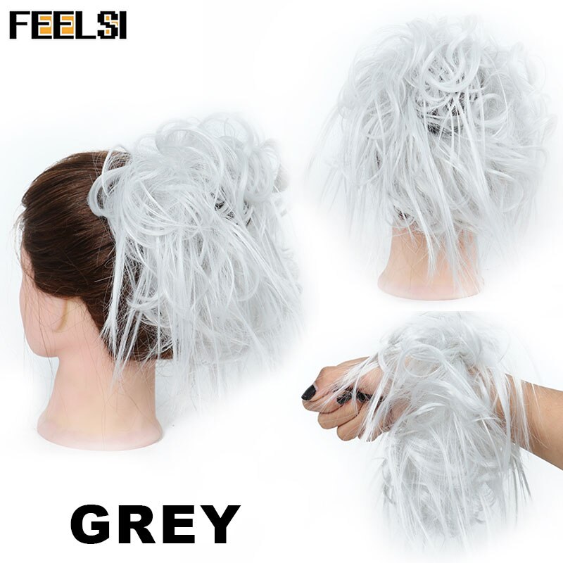 FEELSI 7 Zoll Chaotisch lockige Chignon haar brötchen Elastischen Band Haar brötchen Lockige Scrunchie haar Hochsteckfrisur Abdeckung Synthetische Haarteil für frauen: P18/22