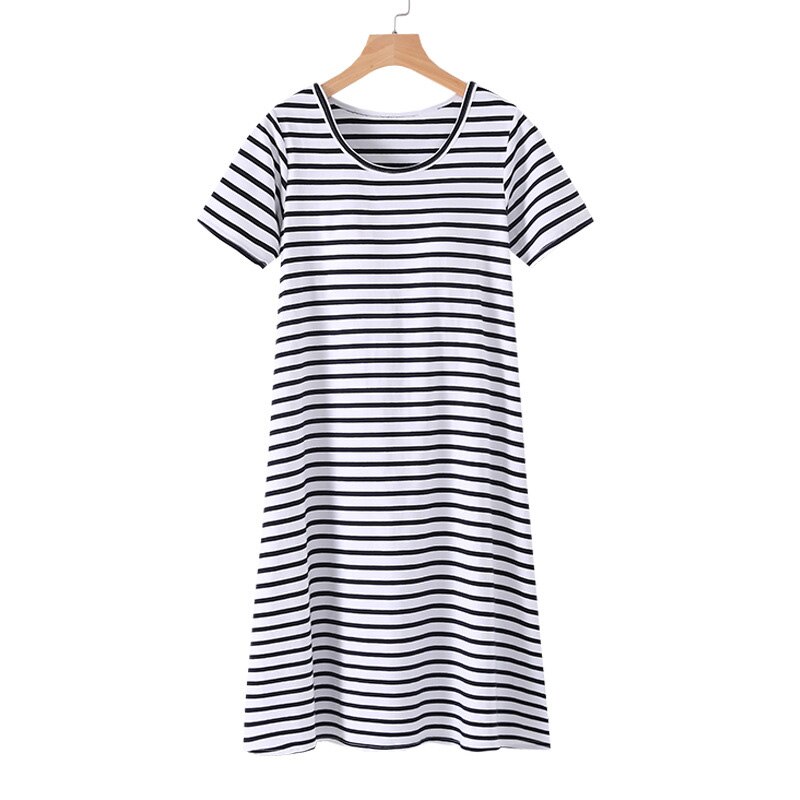 Summer Night Dress Women Plus Cotton Short-sleeved Pajamas Girls Female Autumn Soft Comfortable Sleep Wear Gowns: Black / L