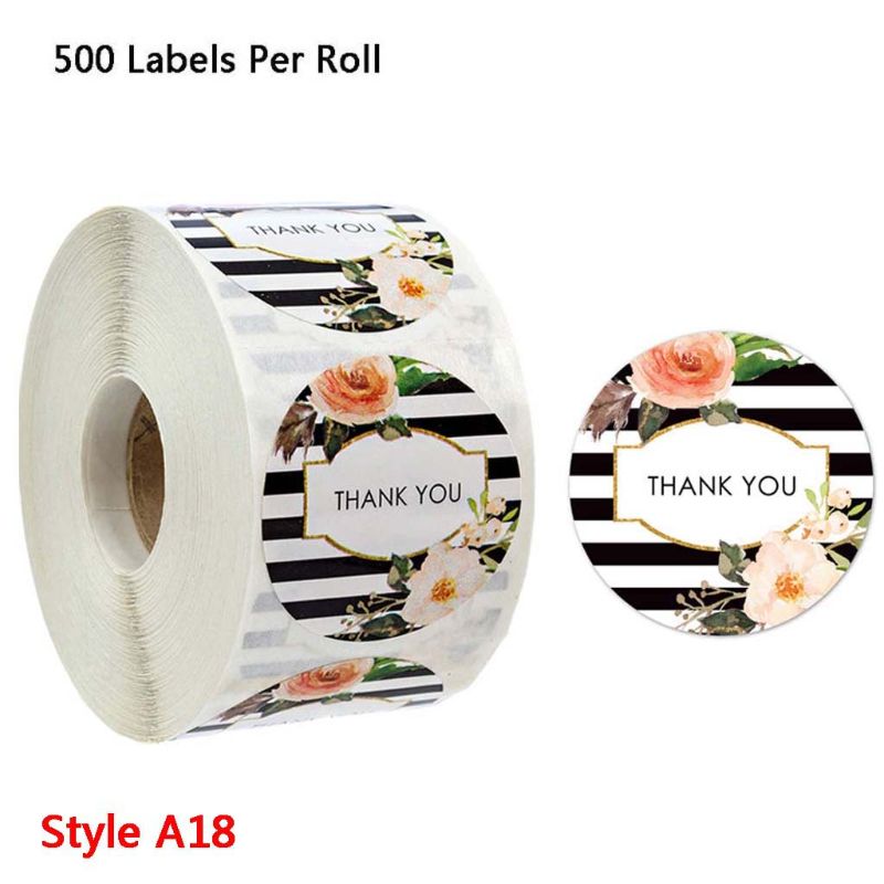 500 st blommiga tack för ditt företag klistermärken sigill etiketter bröllop scrapbook: A18