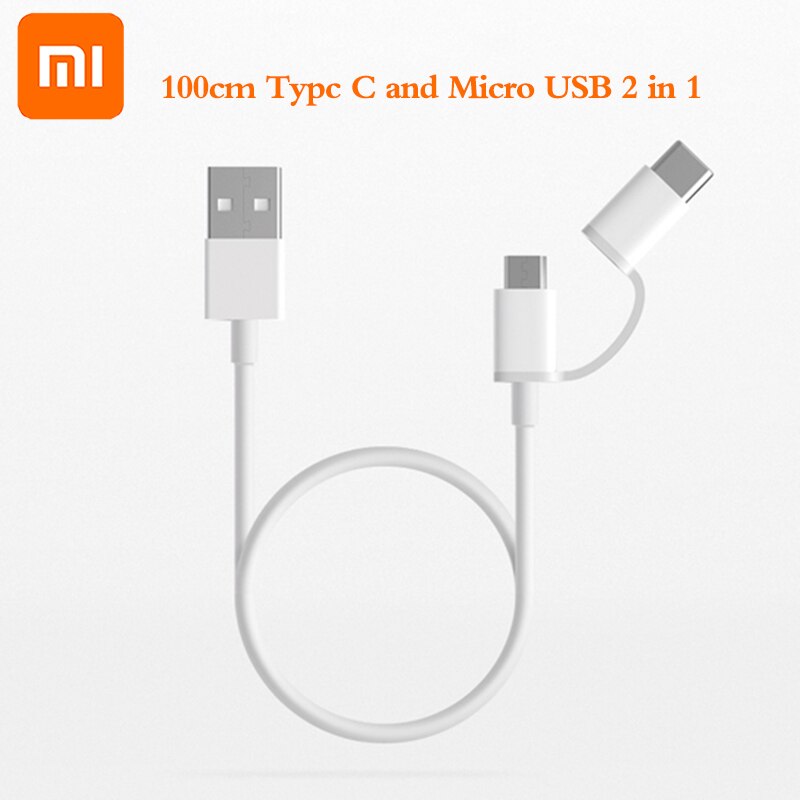 XIAOMI 1M 2A Multifunction 2 IN 1 USB Cable Micro USB to Type C Quick Charge Date Cable for Xiaomi 10 9 8 6 5 5S 4 Redmi 8 6A 7: Cable only