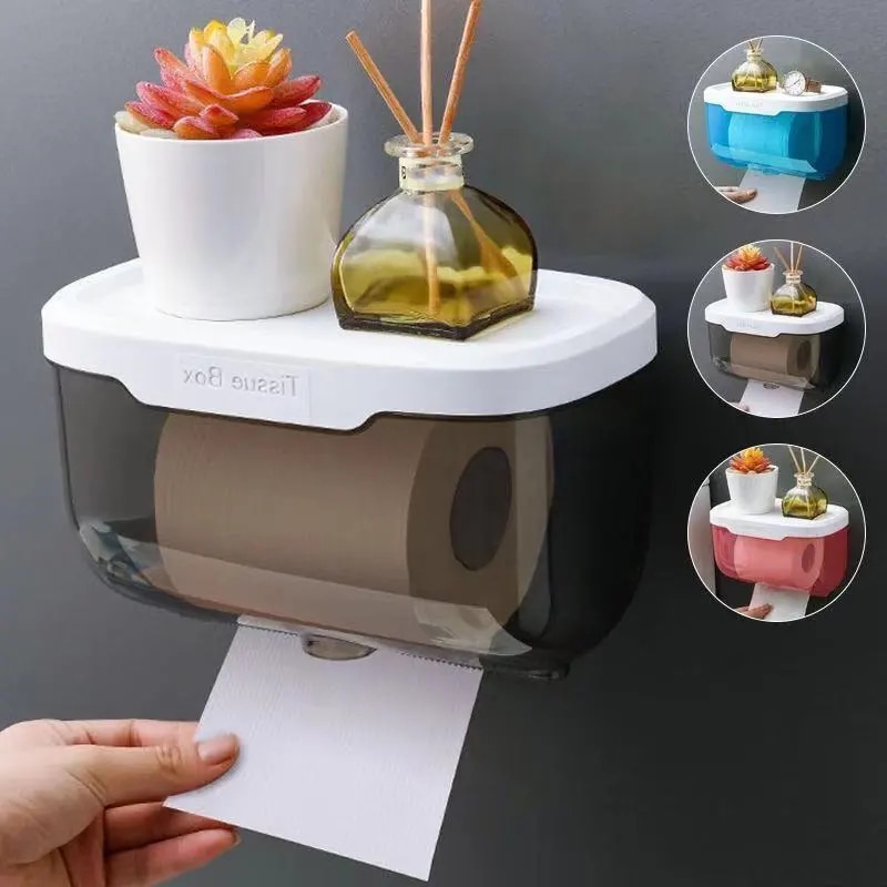 Punch-free Toilet Paper Holder tissue box Waterproof Mobile Phone Storage Toilet Paper Storage Rack Tissue Bathroom Supplies