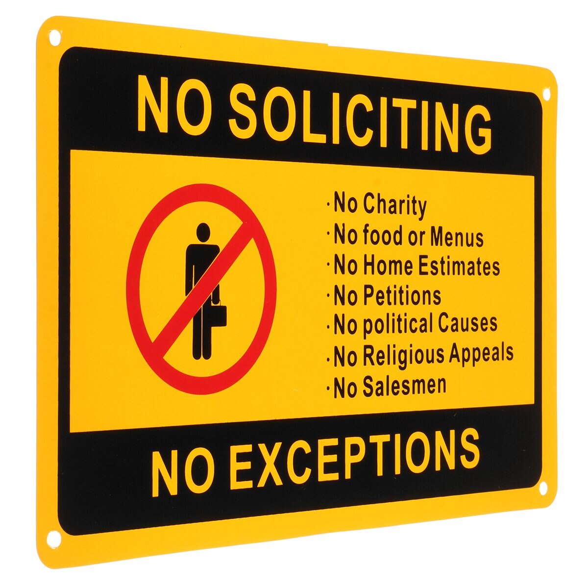 Safurance NO SOLICITING NO EXCEPTIONS Front Door Security Sign Waterproof 11"x7"/28x18cm Workplace Safety