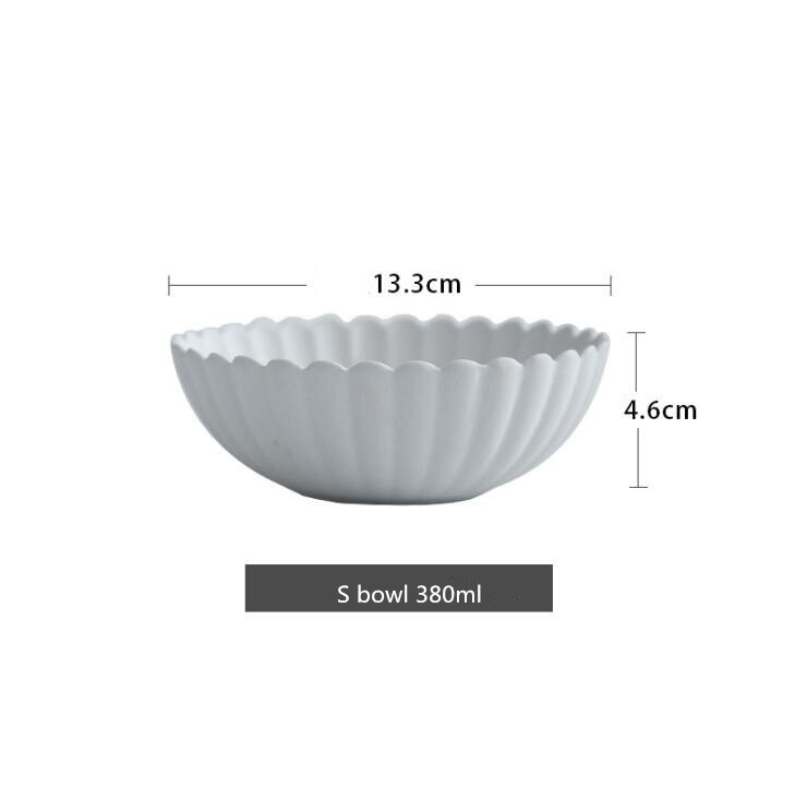 Plato cerámico PARA CENA DE pétalos grises, vajilla de cocina, platos de comida, arroz, ensalada, fideos, tazón, sopa, cocina, herramienta de cocina, 1 ud.: S bowl