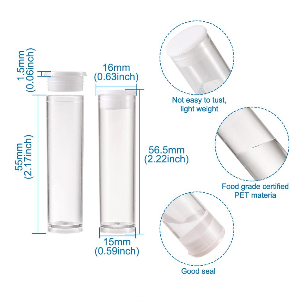 100Pcs Clear Fles Plastic Kralen Containers Voor Kralen Verpakking Case Opslag Sieraden Doos Compartiment Grootte: 55x15mm