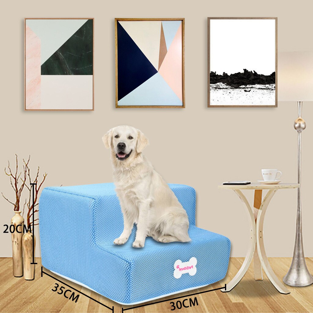 Pet Bed Stairs Pet Stairs Breathable Mesh Foldable Pet Stairs Detachable Dog Ramp 2 Steps Ladder for Small Dogs Puppy Cat Bed