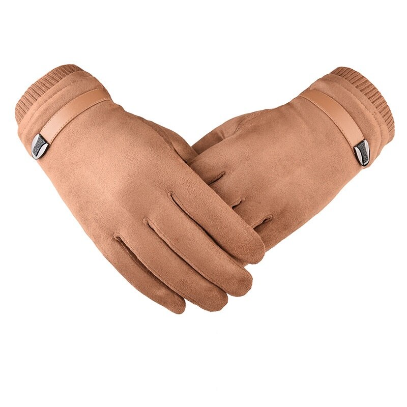 Heren handschoenen, suède leer, zwart grijs, halve vinger, elastische handschoenen, outdoor fietshandschoenen, winter warme handschoenen, 033 stuks: Bruinen