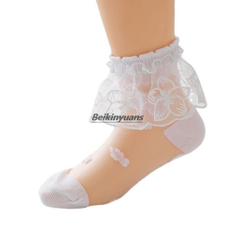 Neue sommer freundlicher socken mädchen spitze socken Prinzessin Gittergewebe glas die Seide strümpfe mädchen weiße socken