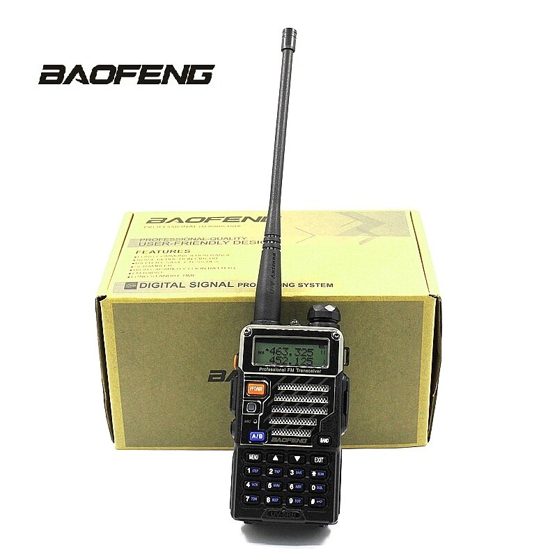 Baofeng UV-5RB 2 Way Radio Handheld Scanner for Police Fire Outdoor Sports & Gain F-Antenna & PTT Earpiece Portable Transceiver