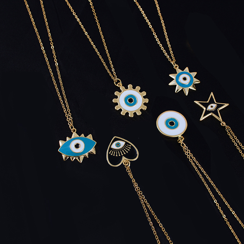 Rvs Turkse Evil Eye Hanger Ketting Ronde Zon Hart Ster Kettingen Vrouwen Sieraden acero inoxidable joyeria mujer