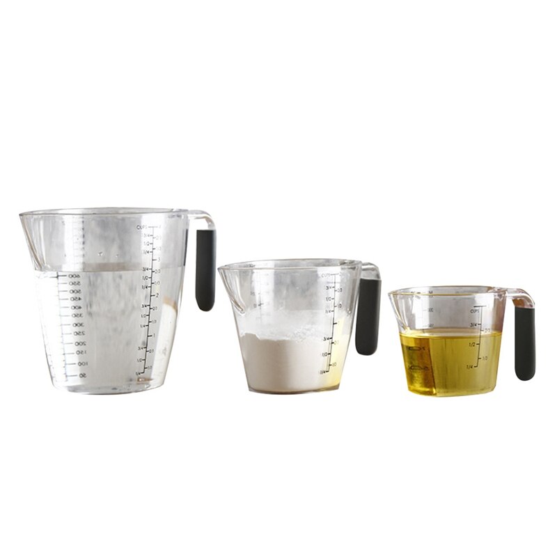 3PCS Stackable Measuring Cup with Different Size Units Heat-Resistant for Kitchen Measuring Cup Set 250Ml 500Ml 1000Ml: Transparent   Black