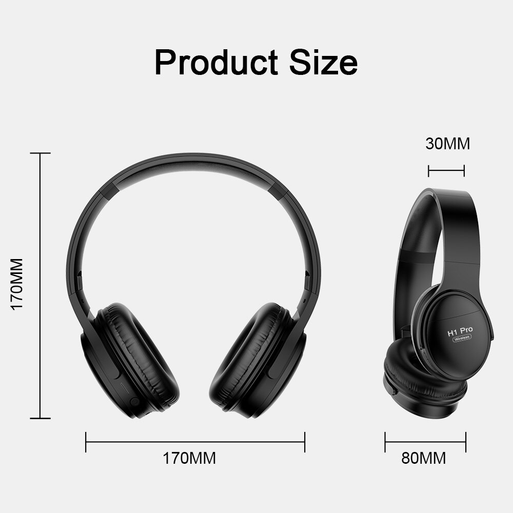 H1 Bluetooth casque sans fil casque stéréo sur-oreille suppression de bruit écouteurs casque de jeu avec micro Support TF carte