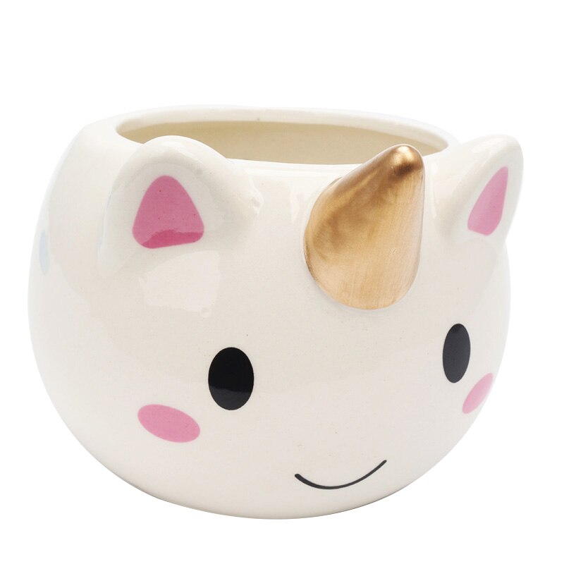Tazas de unicornio de dibujos animados de Color de 350ml, taza de café de cerámica interesante, de taza de unicornio para niños y niñas con dolor de manos: Default Title