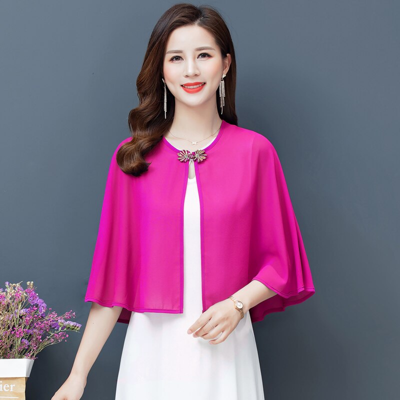 Bridal Shawl Wedding Top Shrug Chiffon Bolero For Women Short Jacket Party Cape Wraps 2022: Rose Pink / XXL 67.5-77.5kg
