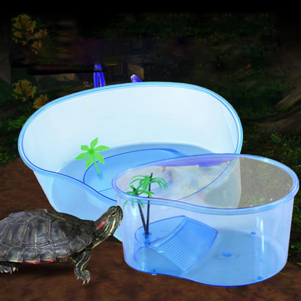 Tanque de tortugas con plataforma de apoyo, caja de cría de tortugas, transparente, de gran capacidad, para acuario