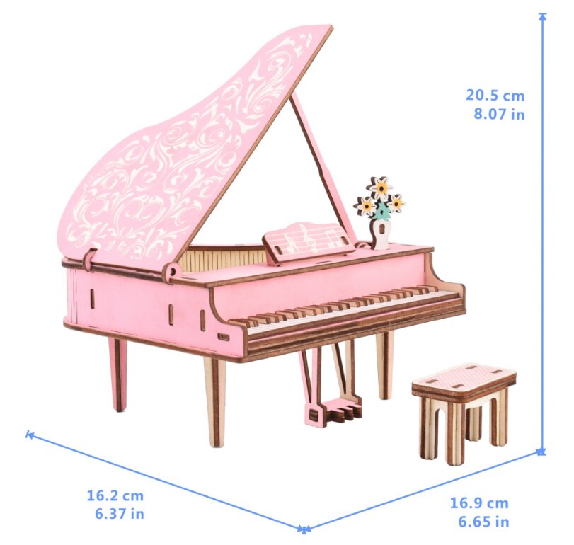 3D Houten Puzzel Educatief Speelgoed Diy Lasersnijden Multicolour Hout Ambacht Kits Montage Model Muziek Piano Voor Kids