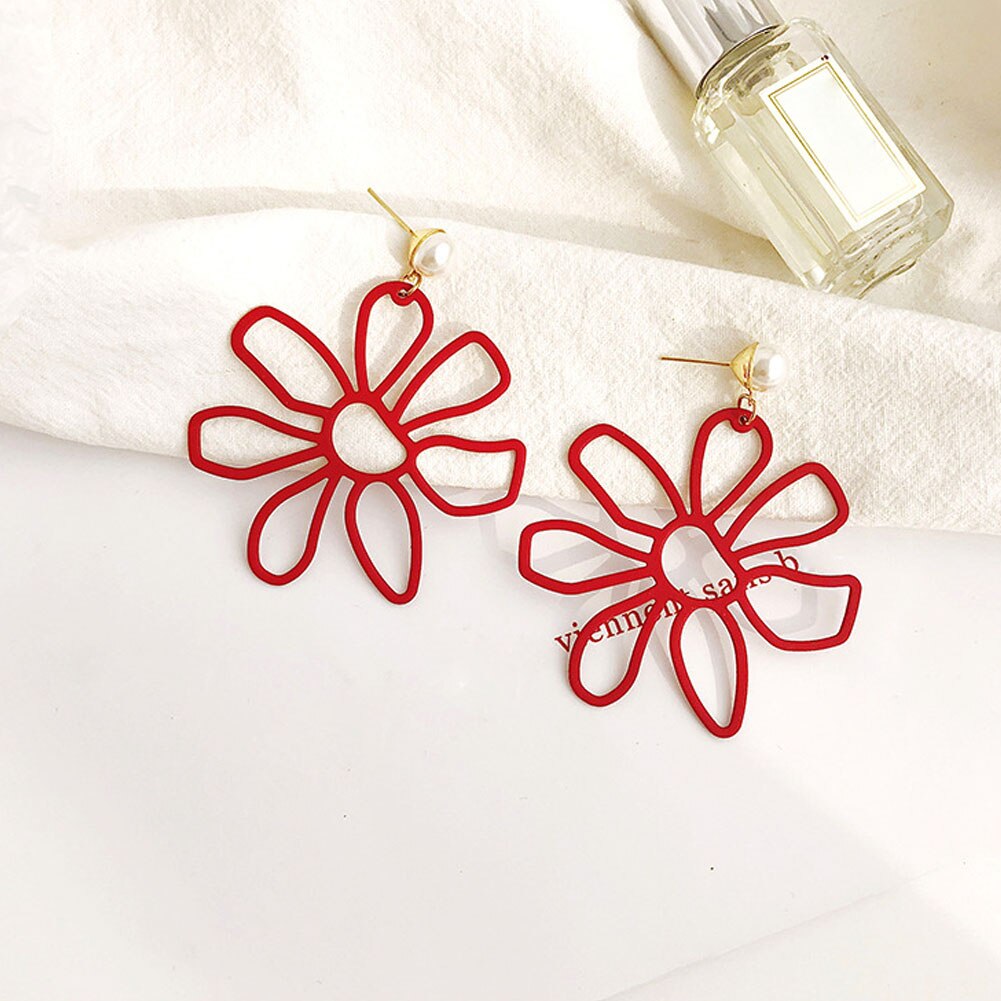 Boho Oorbellen Voor Vrouwen Kleurrijke Stijl Zoete Bloem Oorbellen Sieraden Lente Zomer Bloemen Oorbellen Accessoires: Rood