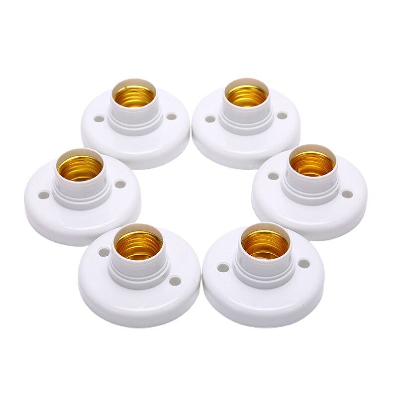 6pcs E27 Screw Cap Socket White Ceiling Light Lamp Bulb Fixing Base Stand Light Bulb Holder practical and useful