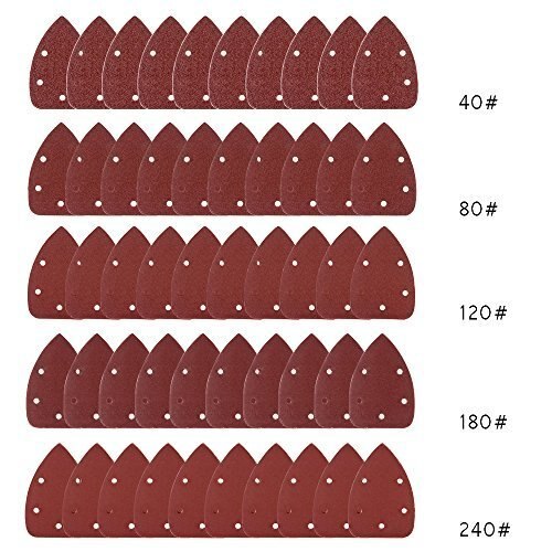 Trekant mus detalj slipemaskin sandpapir slipepapir assortert 40 80 120 180 240 korn  (50 stk. mus sandpapir)
