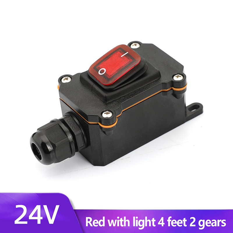 Inline Power Cord 110V-220V 12V-24V Marine Rocker Switch On Off Waterproof IP67 Junction Box 20A High Current Connector Outdoor: black