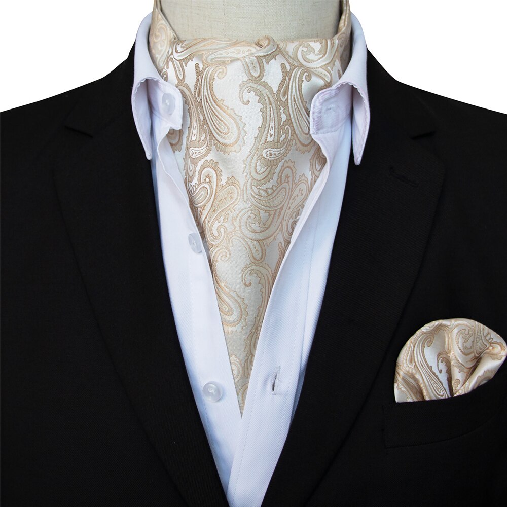 Lyxig herr vintage #39 cashew slips halsduk bröllop formell cravat ascot scrunch själv brittisk gentleman siden mjuk hals slips set: 05
