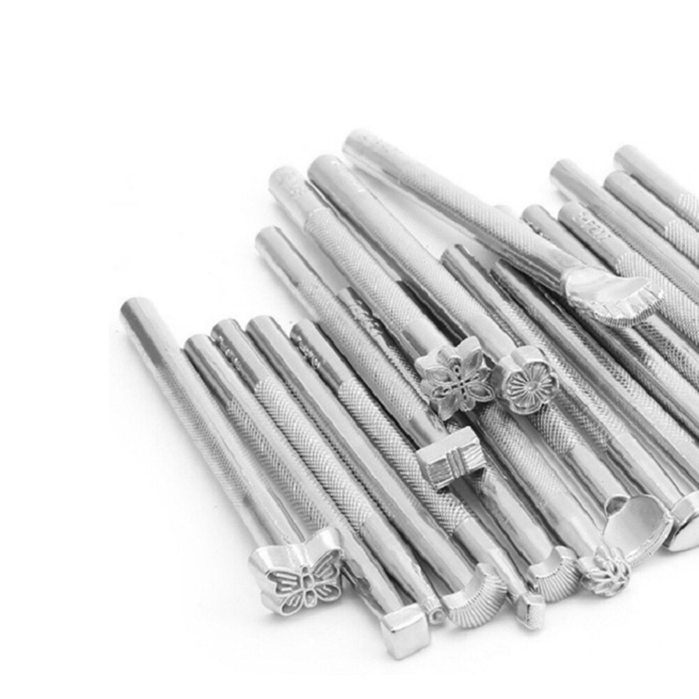 20pcs DIY Leather Printing Tools Metal Rotary Carving Hand Making Craft Punch Stamp Sculpture Printed Leather Stamping Kits
