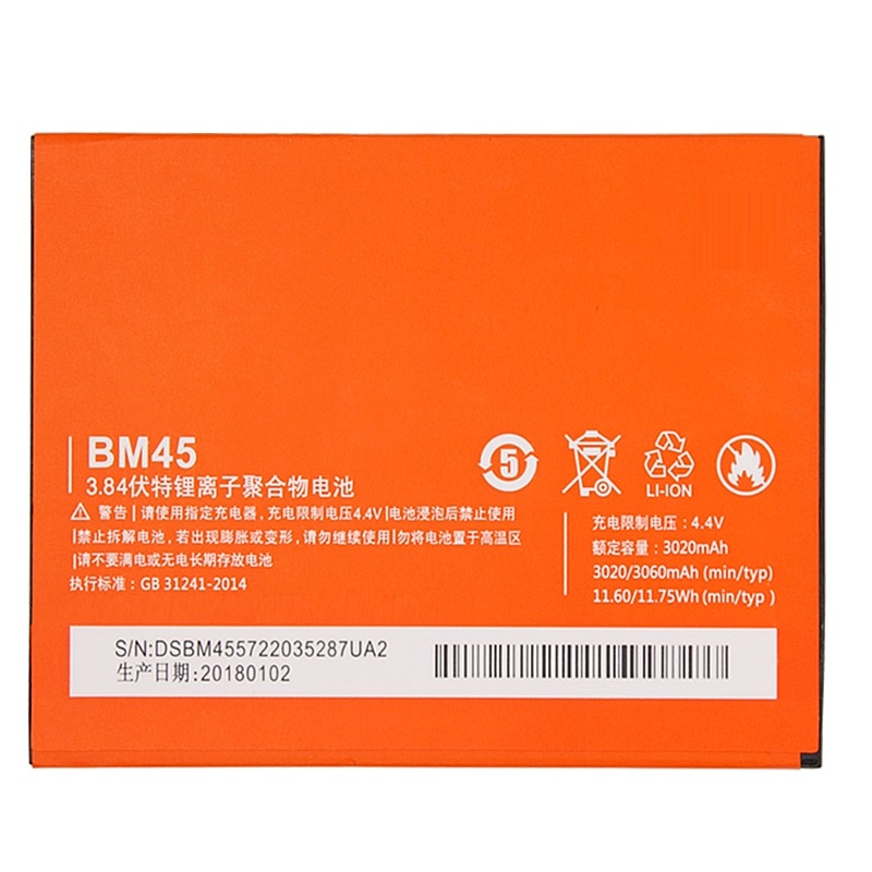 Originele antirr BM45 Mobiele Telefoon Batterij Voor Xiaomi Redmi Note 2 Hongmi Note2 Vervanging Batterijen Real Capaciteit 3020 mAh